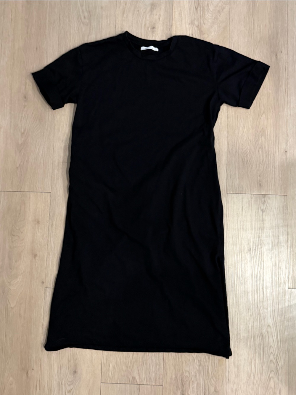 OAK + FORT Black Short-Sleeve Cotton Maxi Dress